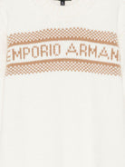 Maglione per bambino Emporio Armani Kids bianco con intarsio del logo - Rubino Kids