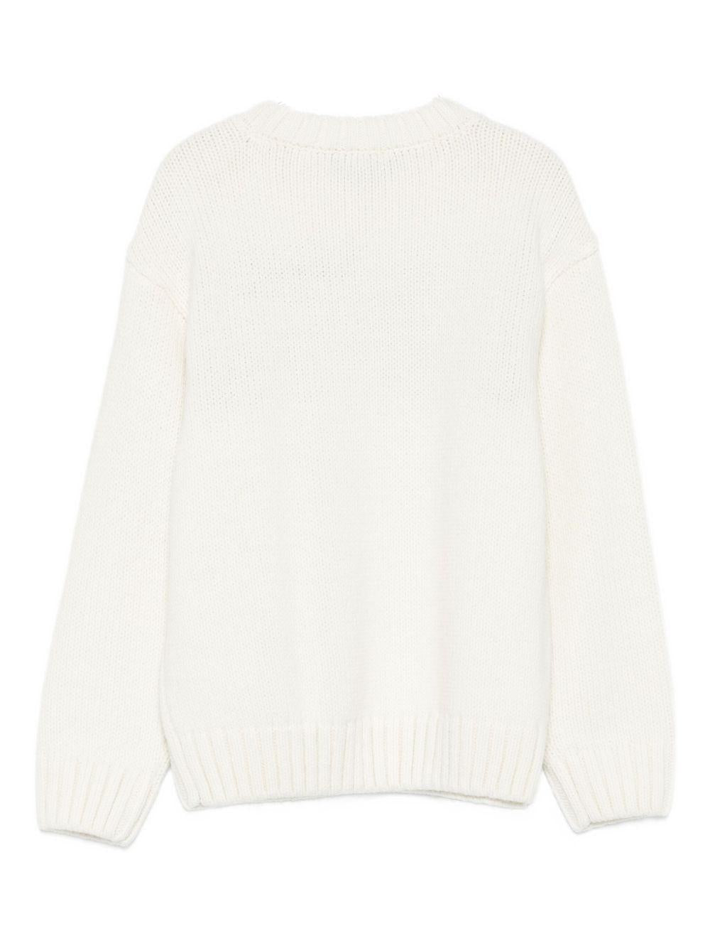 Maglione per bambino Emporio Armani Kids bianco con intarsio del logo - Rubino Kids