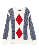 Maglione per bambino Emporio Armani Kids bianco con motivo a rombi - Rubino Kids