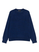 Maglione per bambino Emporio Armani Kids blu con dettaglio con logo - Rubino Kids