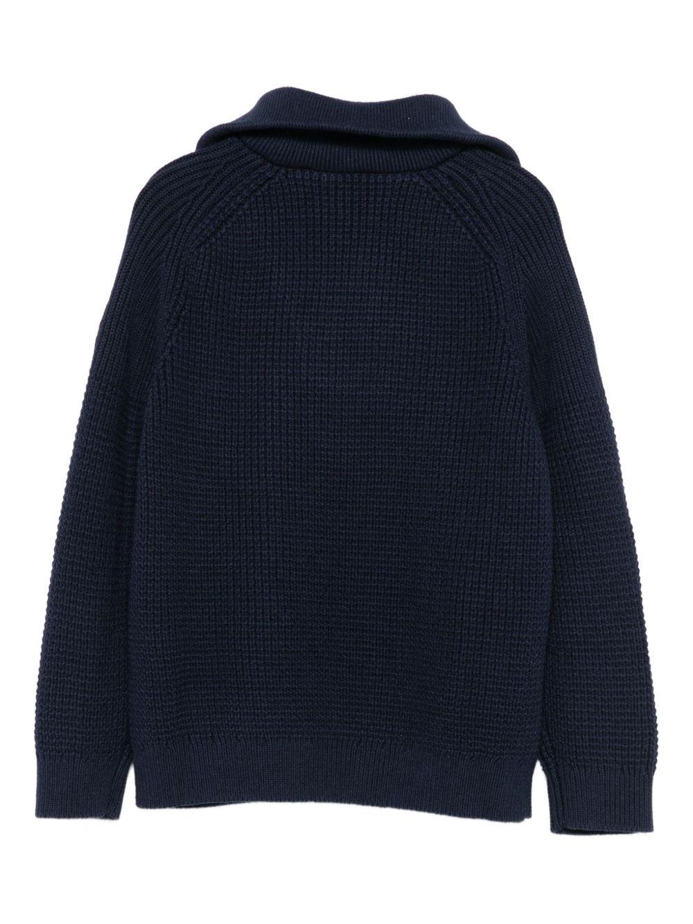 Maglione per bambino Emporio Armani Kids blu con logo applicato - Rubino Kids