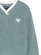 Maglione per bambino Emporio Armani Kids blu con logo - Rubino Kids