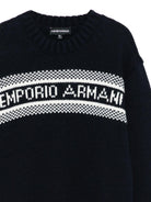 Maglione per bambino Emporio Armani Kids nero con intarsio del logo - Rubino Kids