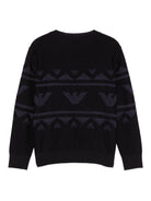 Maglione per bambino Emporio Armani Kids nero con logo aquila - Rubino Kids