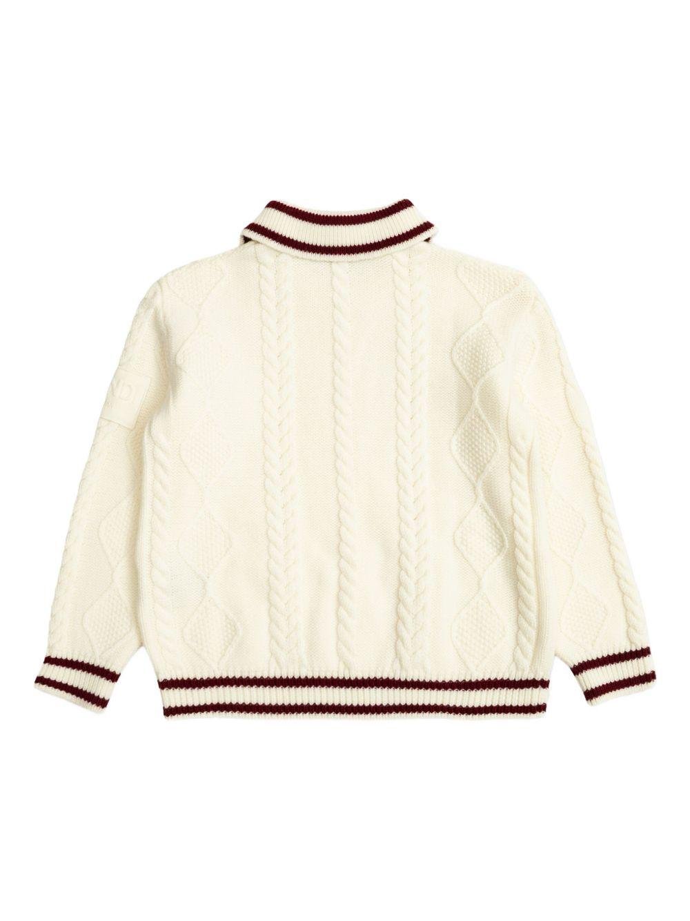 Maglione per bambino Fendi Kids bianco in maglia a trecce - Rubino Kids