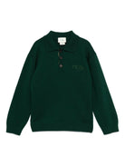 Maglione per bambino Fendi Kids verde con logo ricamato - Rubino Kids