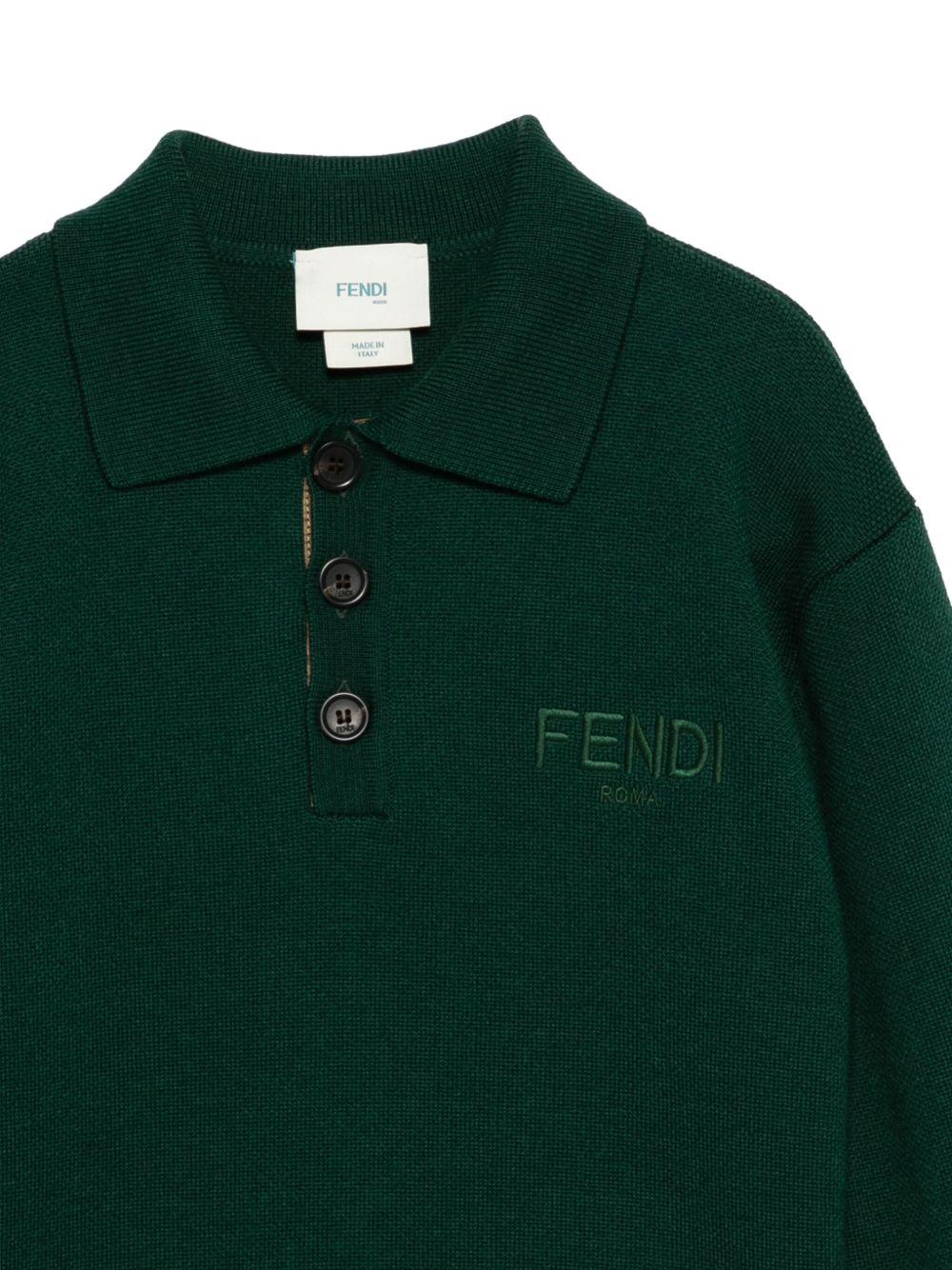 Maglione per bambino Fendi Kids verde con logo ricamato - Rubino Kids