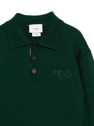 Maglione per bambino Fendi Kids verde con logo ricamato - Rubino Kids