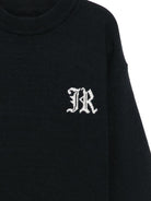 Maglione per bambino John Richmond Junior blu con logo a intarsio - Rubino Kids