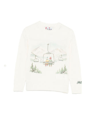 Maglione per bambino MC2 Saint Barth Kids bianco con stampa grafica 