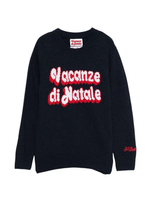 Maglione per bambino MC2 Saint Barth Kids blu con scritta 