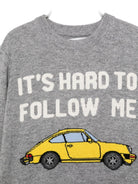Maglione per bambino MC2 Saint Barth Kids grigio con scritta ricamata sul davanti "It's hard to follow me" - Rubino Kids