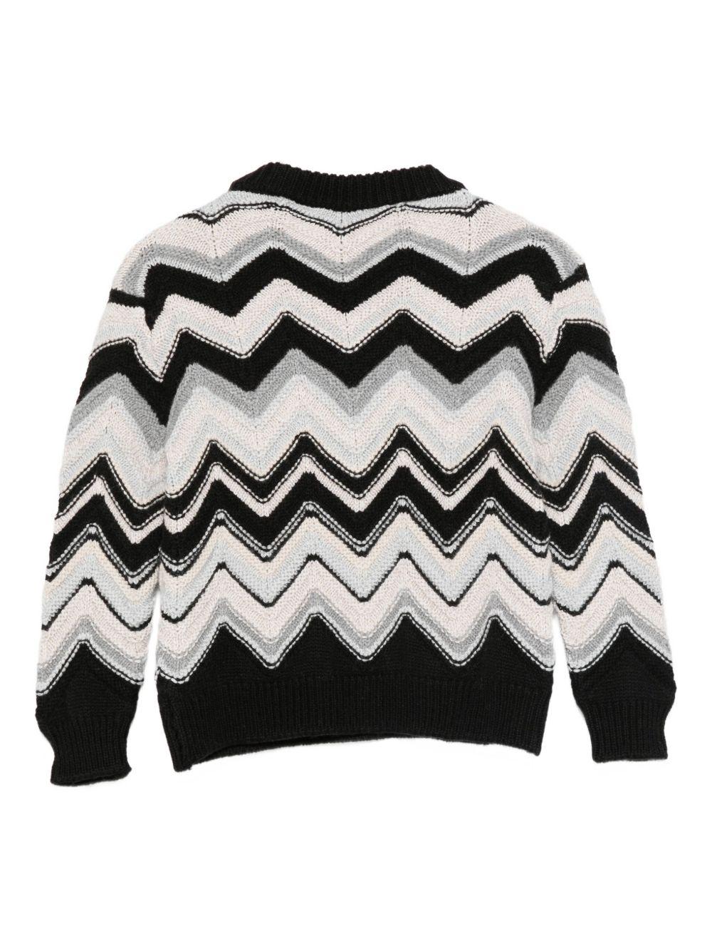 Maglione per bambino Missoni Kids bianco e nero con motivo a chevron - Rubino Kids