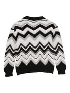 Maglione per bambino Missoni Kids bianco e nero con motivo a chevron - Rubino Kids