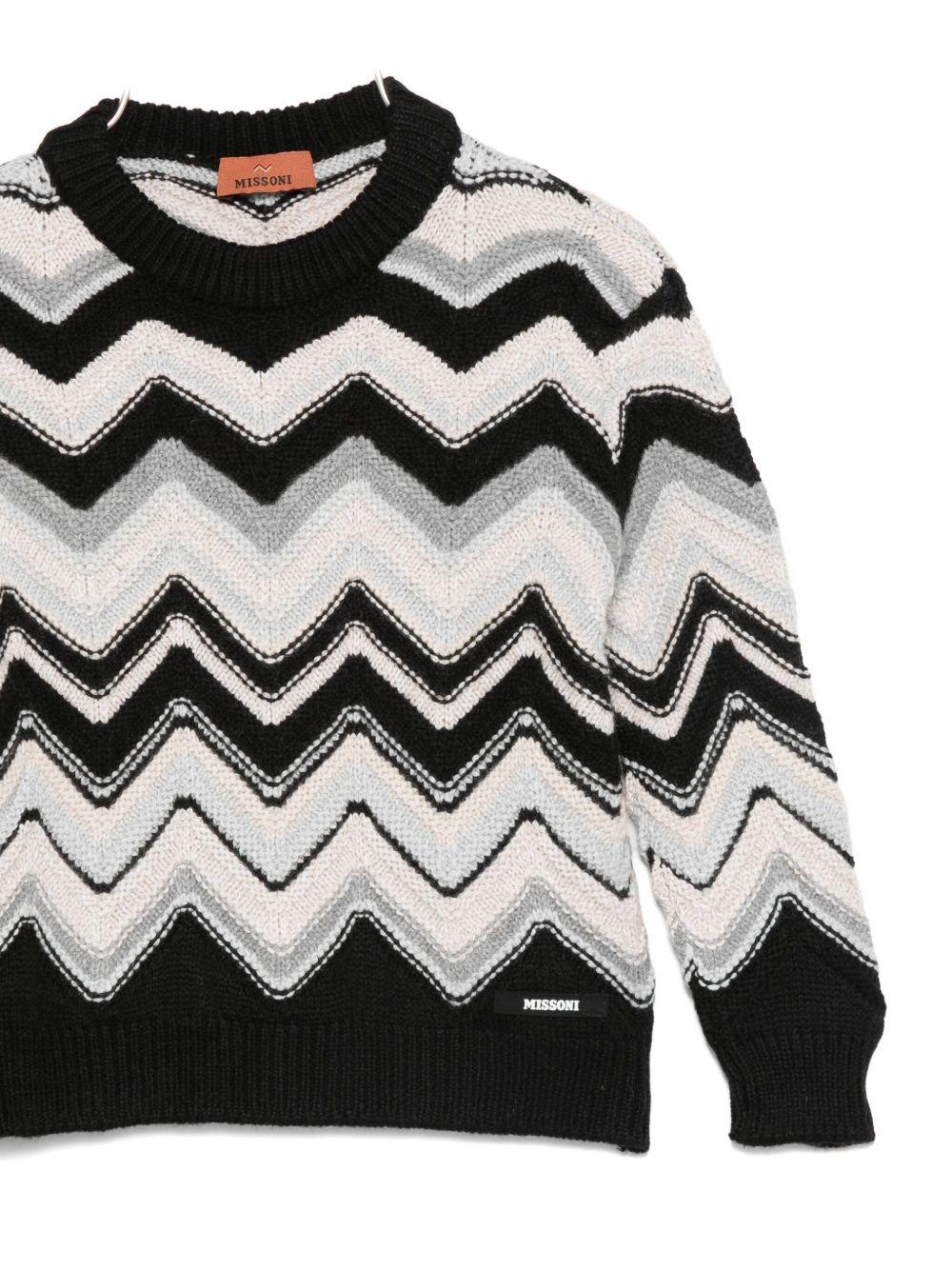 Maglione per bambino Missoni Kids bianco e nero con motivo a chevron - Rubino Kids