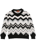 Maglione per bambino Missoni Kids bianco e nero con motivo a chevron - Rubino Kids