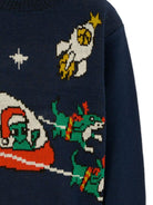 Maglione per bambino Molo blu con stampa alieni - Rubino Kids