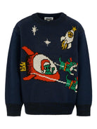 Maglione per bambino Molo blu con stampa alieni - Rubino Kids