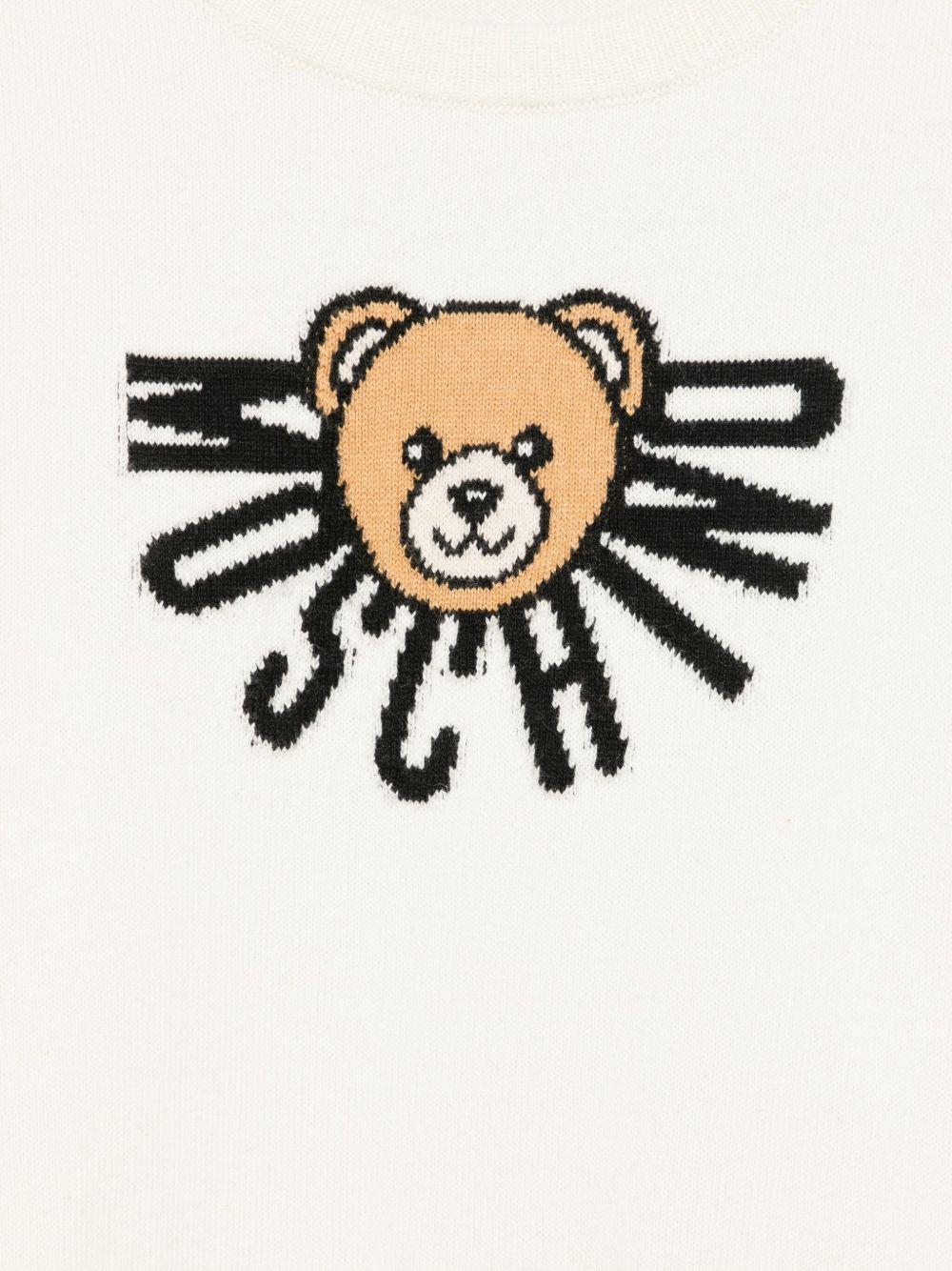 Maglione per bambino Moschino Kids bianco con logo Teddy Bear - Rubino Kids