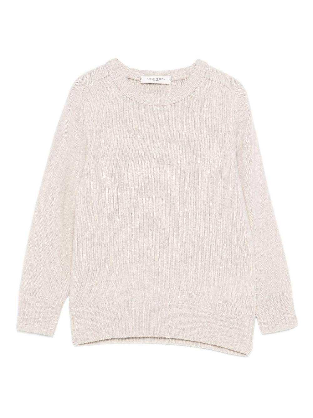 Maglione per bambino Paolo Pecora Kids beige con collo a coste - Rubino Kids