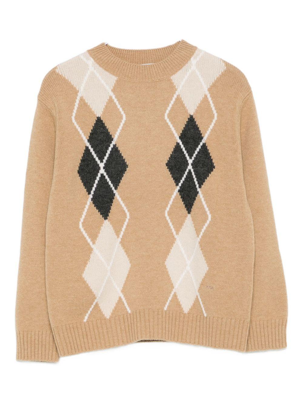 Maglione per bambino Paolo Pecora Kids beige con motivo argyle - Rubino Kids