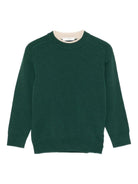 Maglione per bambino Paolo Pecora Kids verde con collo a contrasto - Rubino Kids