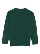 Maglione per bambino Paolo Pecora Kids verde con collo a contrasto - Rubino Kids