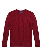 Maglione per bambino Polo Ralph Lauren Kids rosso con maglia intrecciata - Rubino Kids