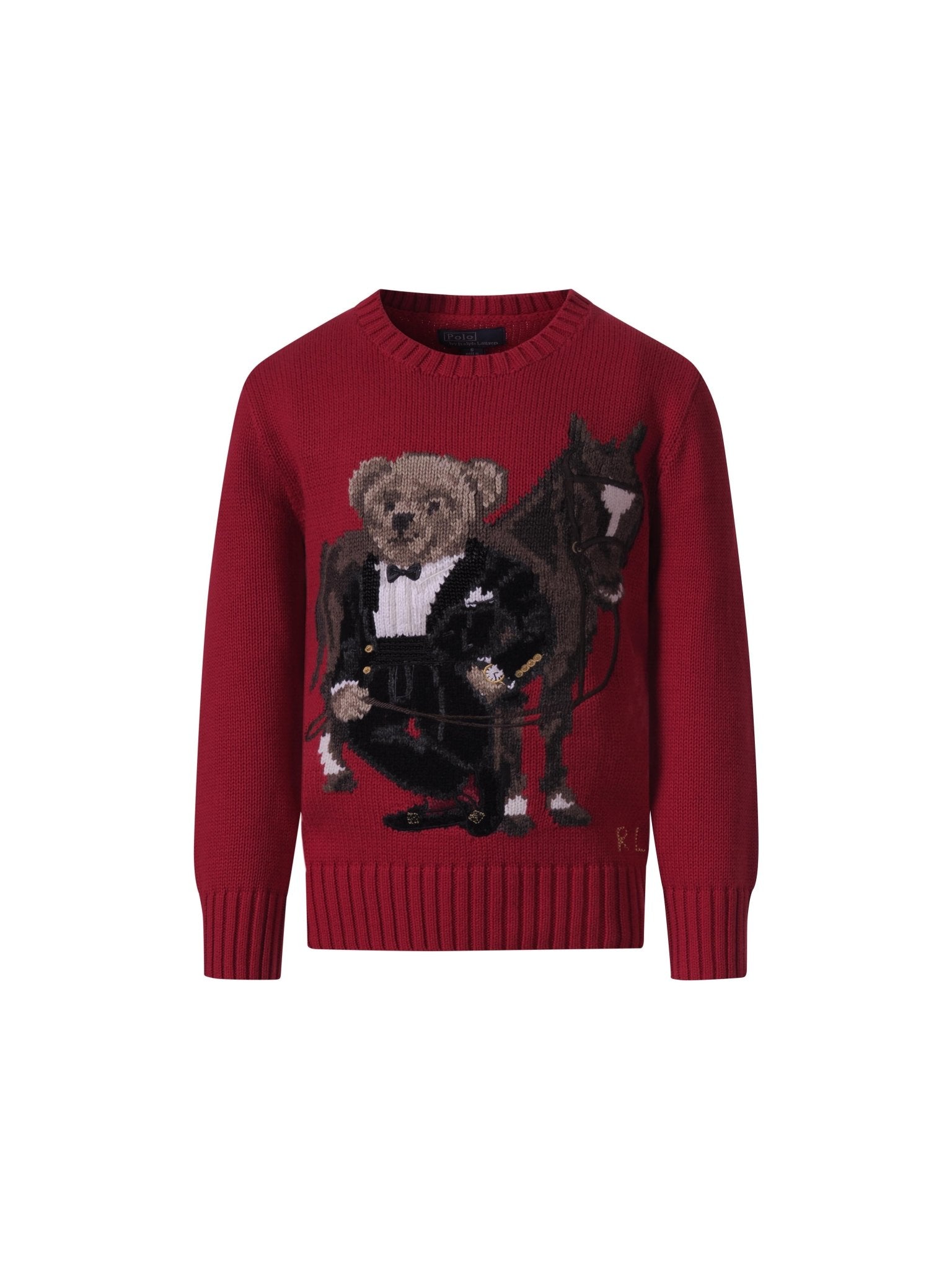 Maglione per bambino Polo Ralph Lauren Kids rosso con stampa grafica sul davanti - Rubino Kids