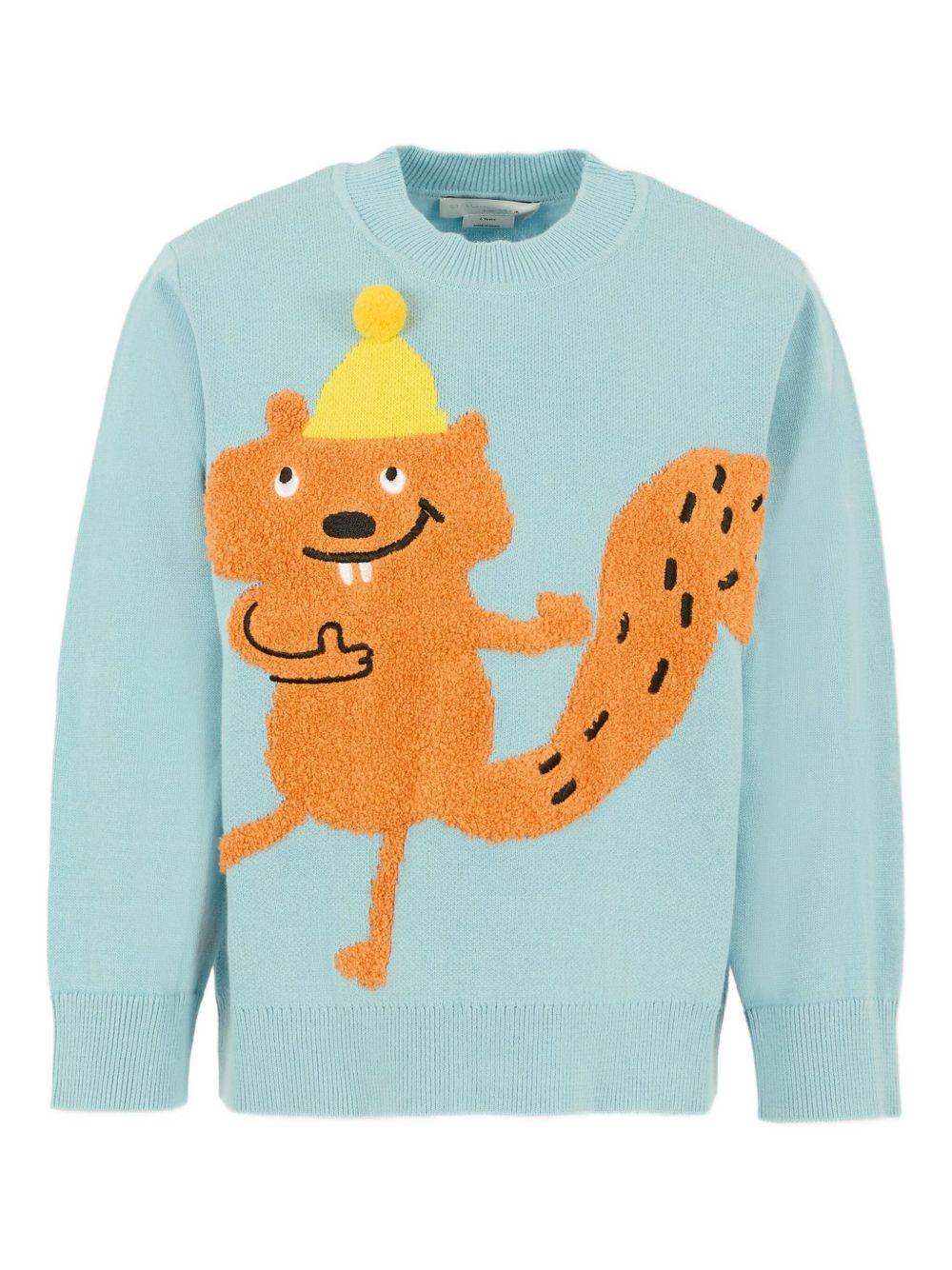 Maglione per bambino Stella McCartney Kids azzurro con motivo scoiattolo - Rubino Kids