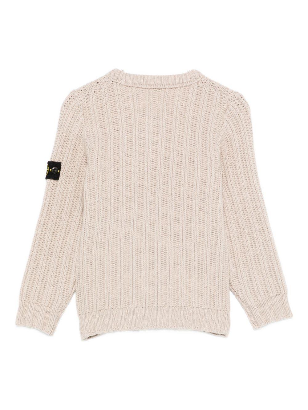 Maglione per bambino Stone Island Junior beige con intarsio a trecce - Rubino Kids