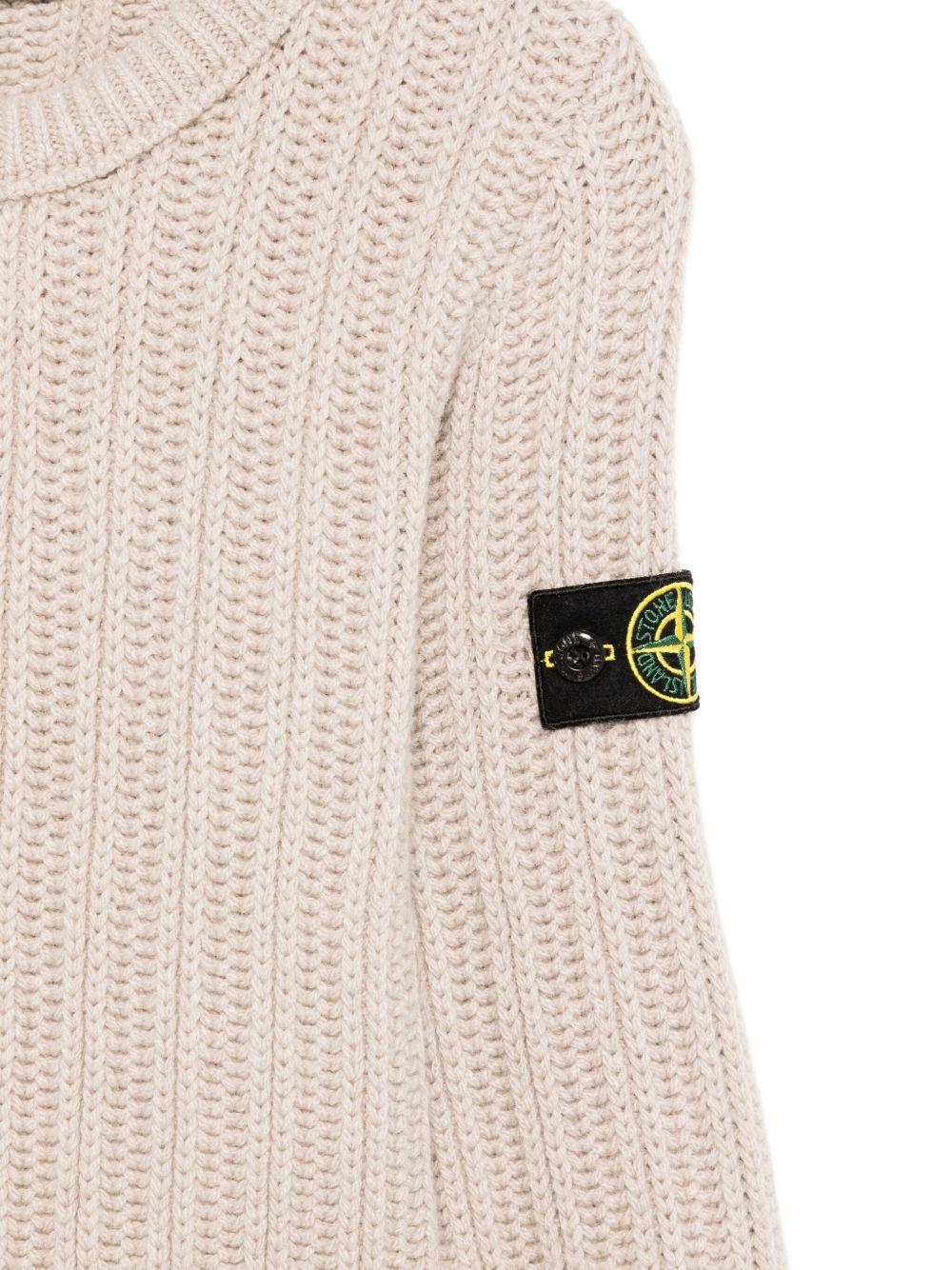 Maglione per bambino Stone Island Junior beige con intarsio a trecce - Rubino Kids