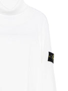 Maglione per bambino Stone Island Junior bianco a collo alto con logo e toppa - Rubino Kids