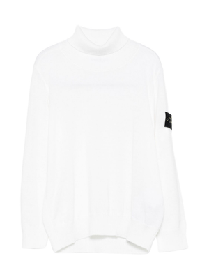 Stone Island Junior white turtleneck sweater for boys with logo and patch