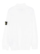 Maglione per bambino Stone Island Junior bianco a collo alto con logo e toppa - Rubino Kids