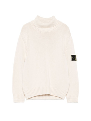 Stone Island Junior white turtleneck sweater for boys