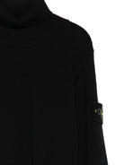 Maglione per bambino Stone Island Junior nero a collo alto con logo e toppa - Rubino Kids