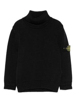 Stone Island Junior black sweater for boys with logo application