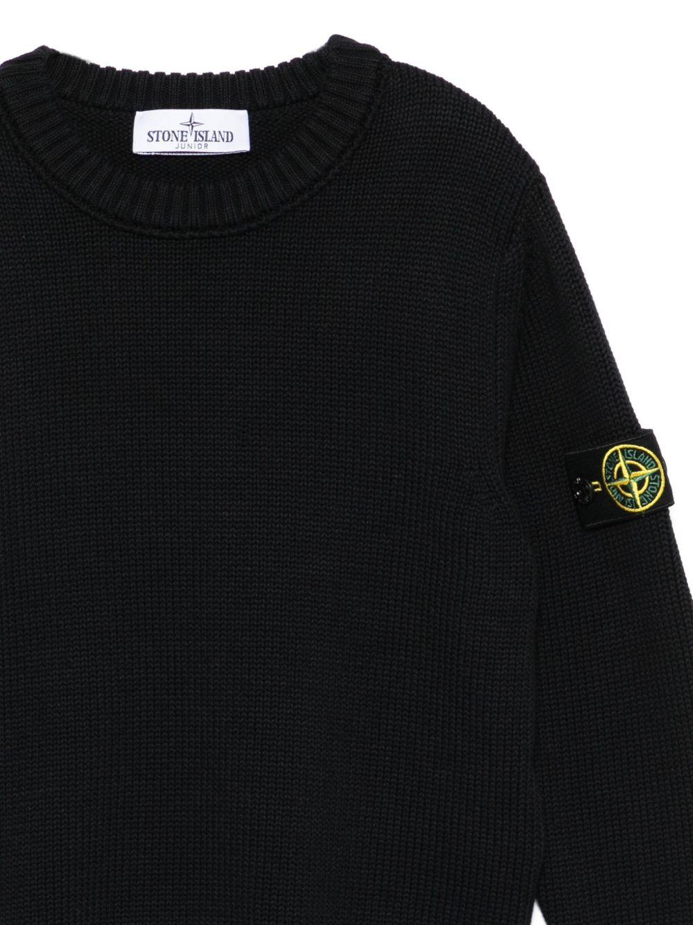 Stone Island Junior boys' black sweater with STONE ISLAND JUNIOR
