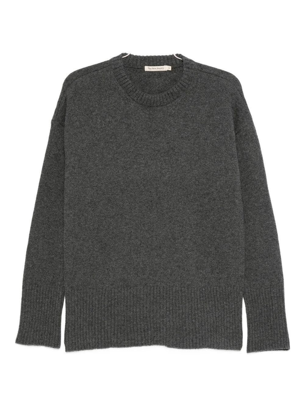 Maglione per donna The New Society grigio con polsini a coste - Rubino Kids