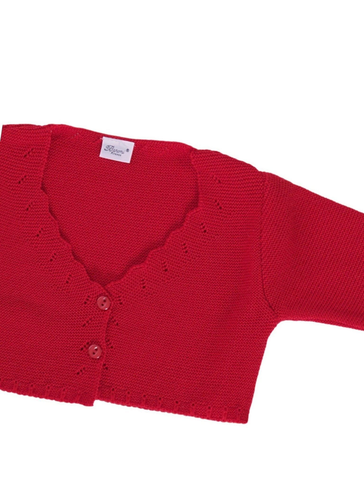 Maglione per neonata Baroni rosso con scollo a V - Rubino Kids
