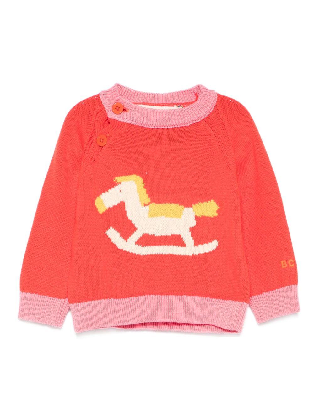 Maglione per neonata Bobo Choses multicolore con motivo cavallo a dondolo - Rubino Kids