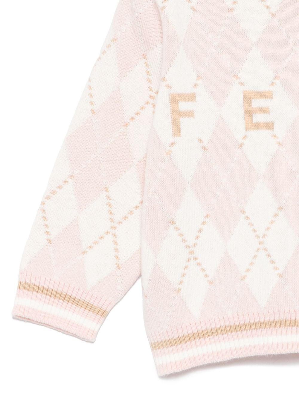 Maglione per neonata Fendi Kids rosa con ricamo - Rubino Kids