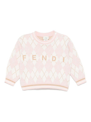 Fendi Kids pink sweater for baby girls with embroidery