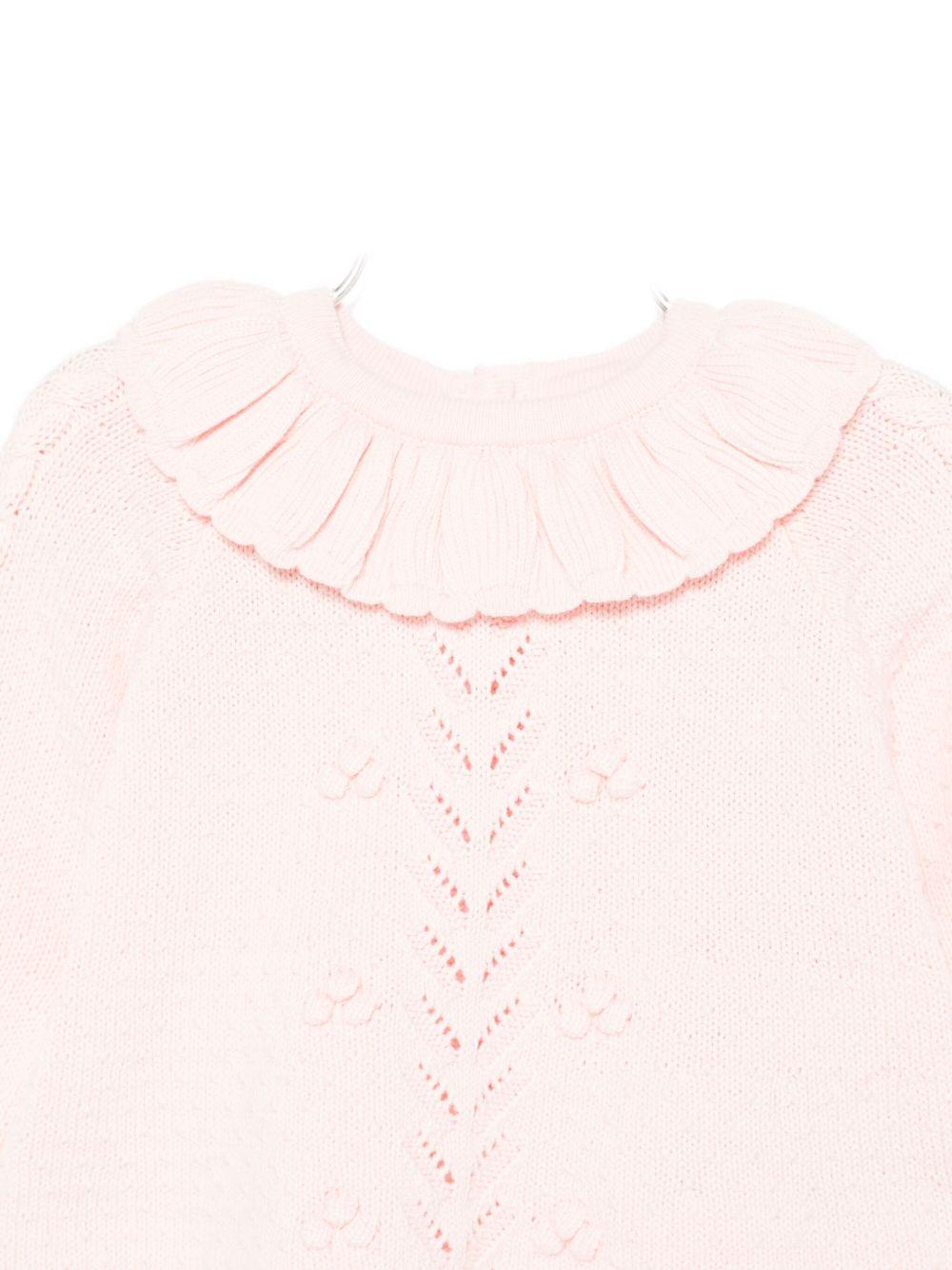 Maglione per neonata Louise Misha rosa con colletto arricciato - Rubino Kids