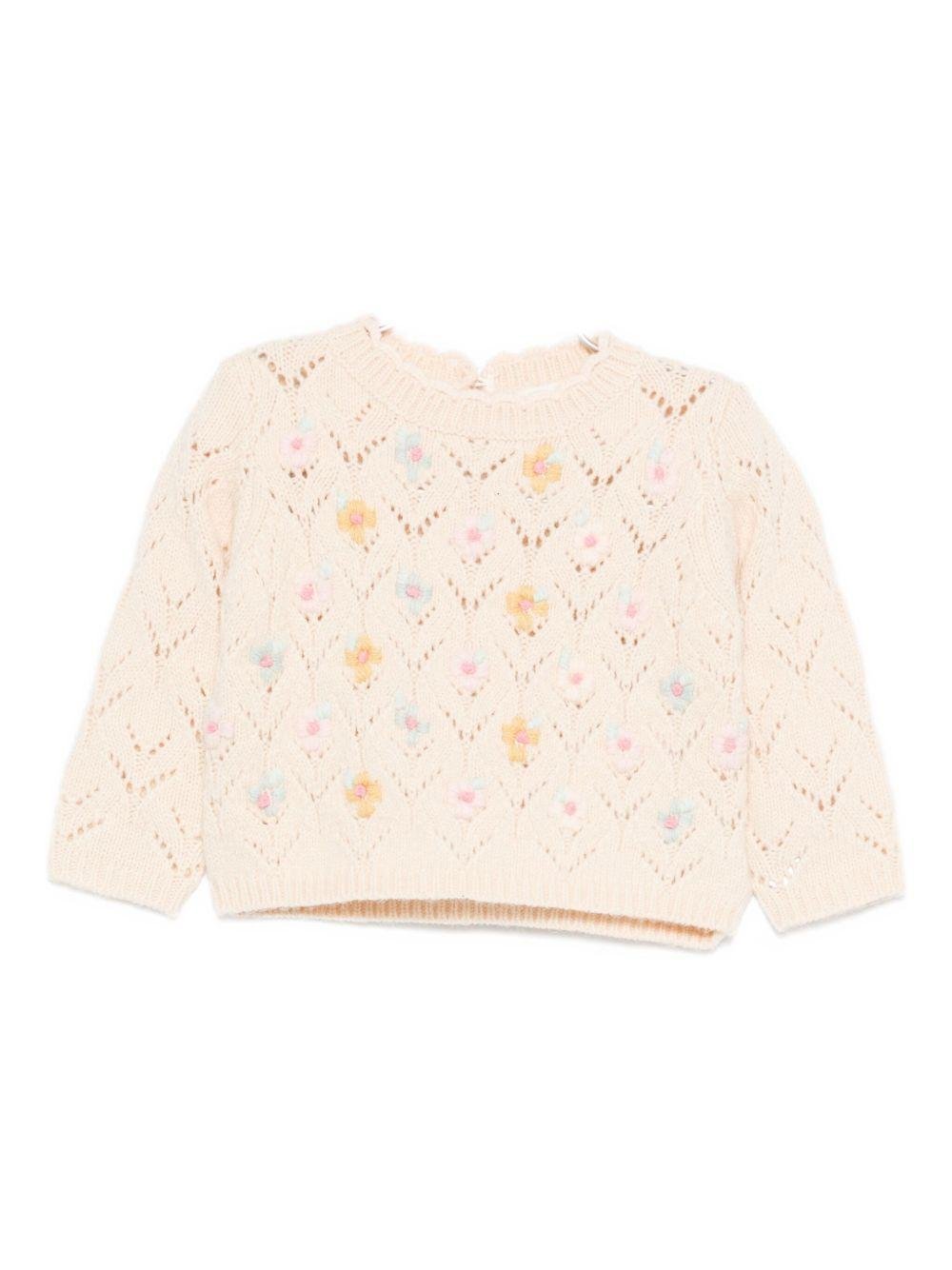 Maglione per neonata Louise Misha rosa con decorazione floreale - Rubino Kids