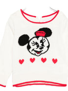 Maglione per neonata Monnalisa bianco con rifiniture rosse - Rubino Kids