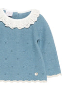 Maglione per neonata Paz Rodríguez blu con dettagli in pizzo - Rubino Kids