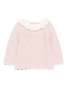 Maglione per neonata Paz Rodríguez rosa con dettagli a occhiello - Rubino Kids