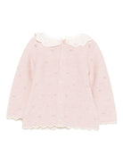 Maglione per neonata Paz Rodríguez rosa con dettagli a occhiello - Rubino Kids